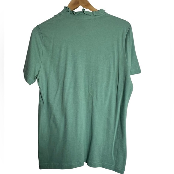 Tory Burch Teal Ruffle Button-Down Shirt - Picture 4 of 5